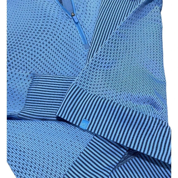 Lululemon Rest Less Cropped Half Zip Women's Sz 6 Grid Warp Blue Nile Night Sea - Picture 8 of 16